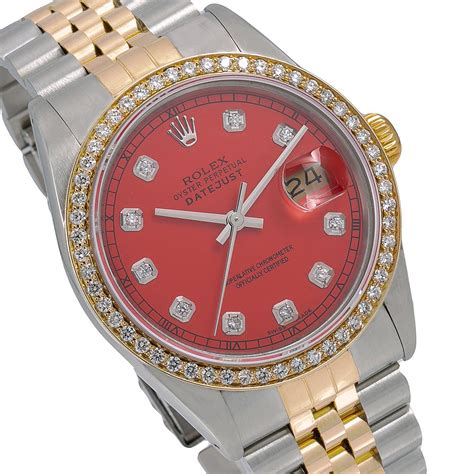 rolex 16013 men's 36mm datejust wristwatch red diamond|Rolex Datejust 36 S/G .